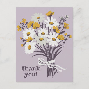Carte Postale Bouquet de pâquerettes joli CUSTOM Remerciements