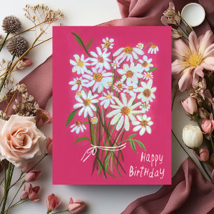 Carte Postale Bouquet de pâquerettes Joyeux Anniversaire