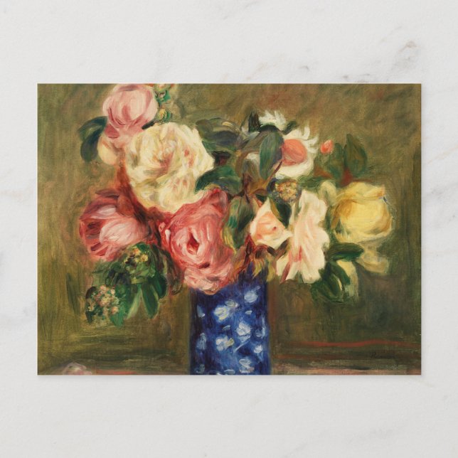 Carte Postale Bouquet de peintures d'art impressionniste Rose Re (Devant)