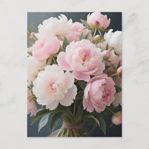 Carte Postale Bouquet de pivoines rose tendre Floral romantique