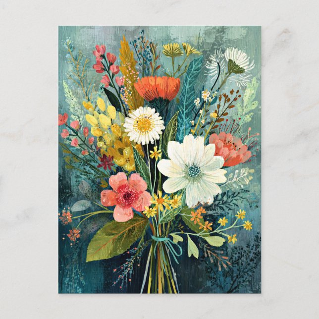 Carte Postale Bouquet de printemps coloré (Devant)