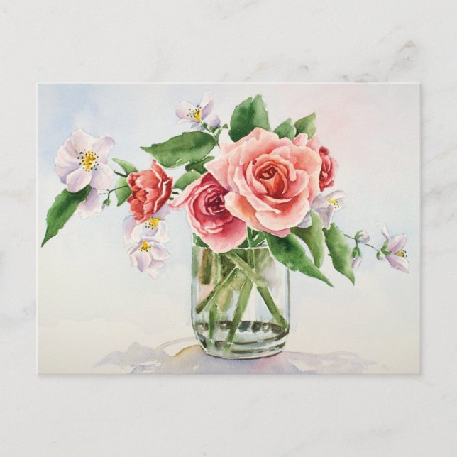 Carte Postale Bouquet de rose (Devant)