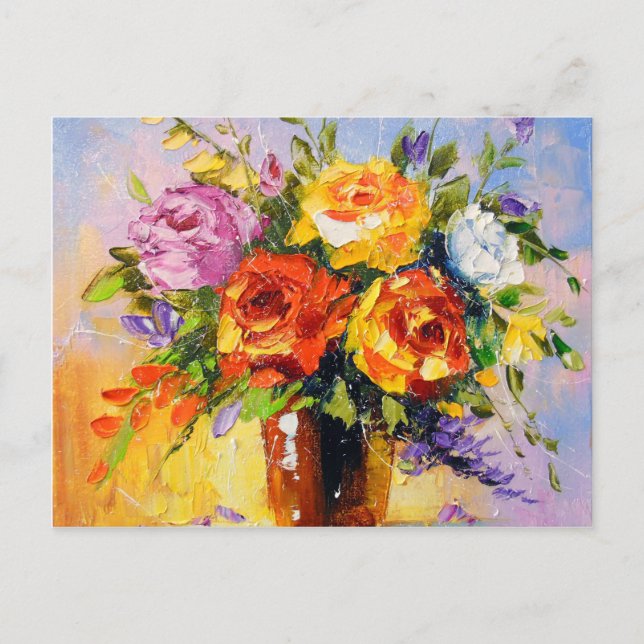 Carte Postale Bouquet de rose (Devant)