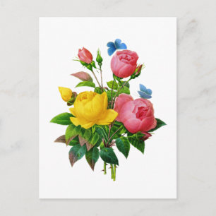 Carte Postale Bouquet de rose et jaune par Redoute