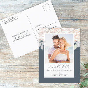 Carte Postale Bouquet de rose grise florale simple et élégant