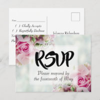 Bouquet de roses florales roses Mariage RSVP