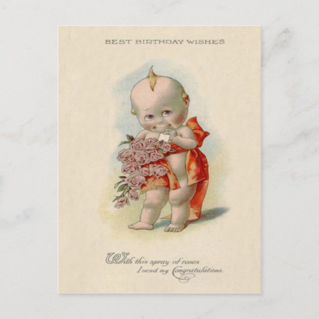 Carte Postale Bouquet de roses pour bébé (Devant)