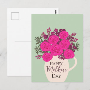 Carte Postale Bouquet de roses roses – Floral élégant pour la fê