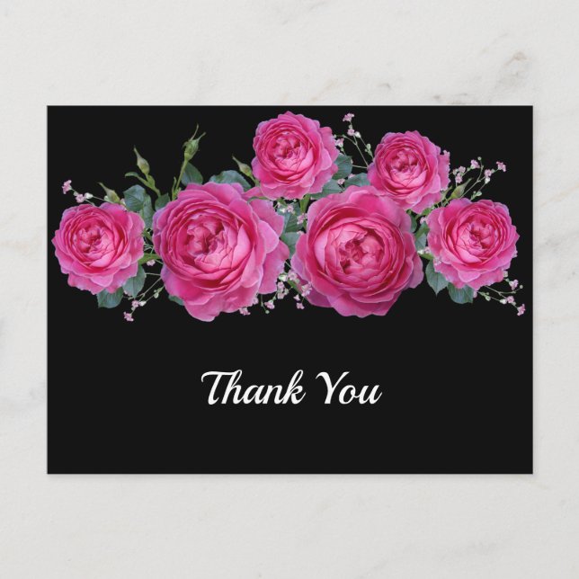 Carte Postale Bouquet de roses roses Merci floral (Devant)
