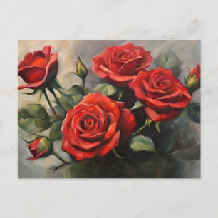 Carte Postale Bouquet de roses rouges 