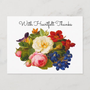 Carte Postale Bouquet de roses victoriennes avec remerciements s