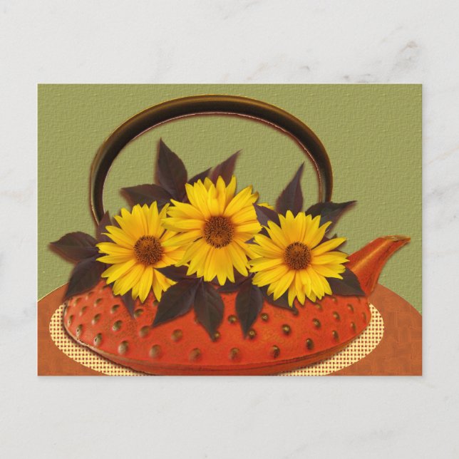 Carte Postale bouquet de théière (Devant)