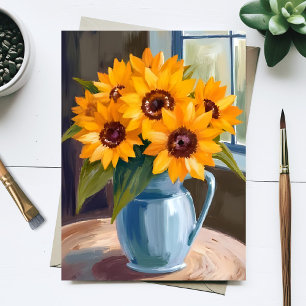 Carte Postale Bouquet de tournesol Peinture aquarelle florale