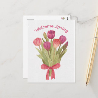 Carte postale bouquet de tulipes printanières joye