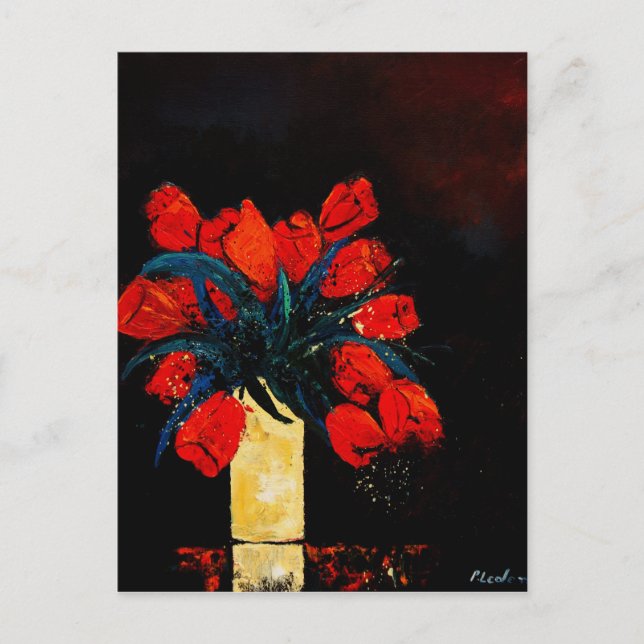 Carte Postale bouquet de tulipes rouges (Devant)