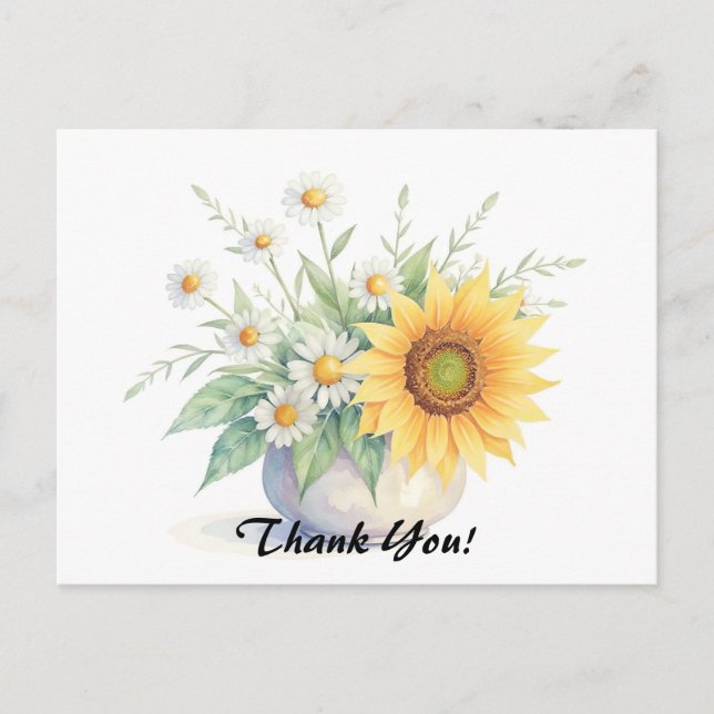 Carte Postale Bouquet des tournesols et des marguis (Devant)