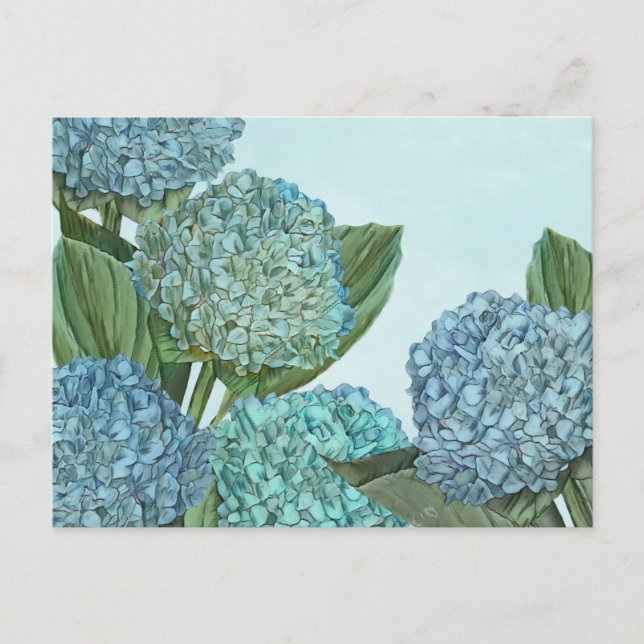Carte Postale Bouquet d'hortensia bleu d'été (Devant)