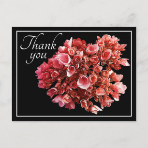 Carte Postale Bouquet d'hortensia rose sur fond noir Merci