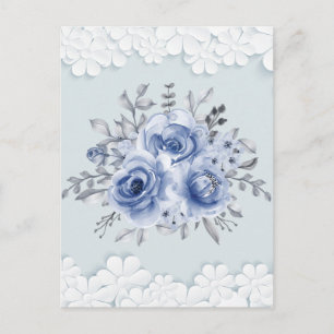 Carte Postale Bouquet floral aquarelle bleue