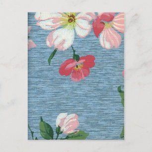 Carte Postale Bouquet floral bleu rose vintage