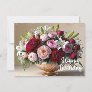 Carte Postale Bouquet floral coloré Joyeux Anniversaire 