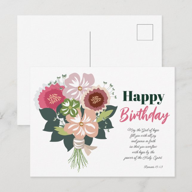 Carte Postale Bouquet Floral d'Anniversaire (Devant / Derrière)