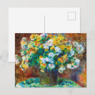 Carte Postale Bouquet floral doré et blanc Art impressionniste