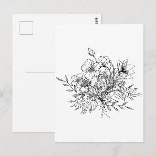 Carte Postale Bouquet floral minimaliste