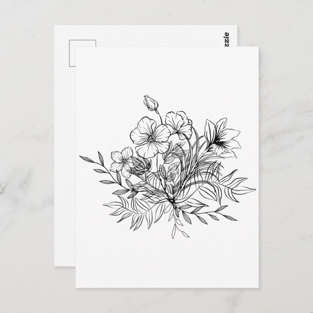 Carte Postale Bouquet floral minimaliste (Devant / Derrière)