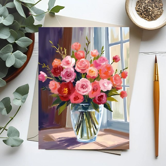 Carte Postale Bouquet Floral Rose d'Automne (Créateur téléchargé)