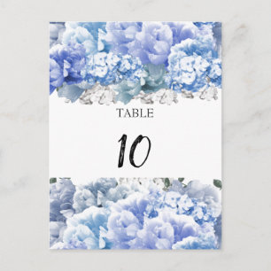 Carte Postale Bouquet Monochrome Bleu Table Numéro de siège Cart