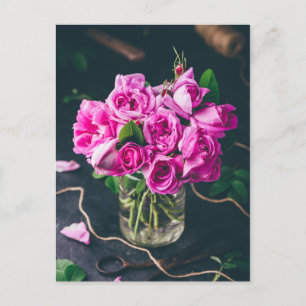 Carte Postale Bouquet of small pink garden roses