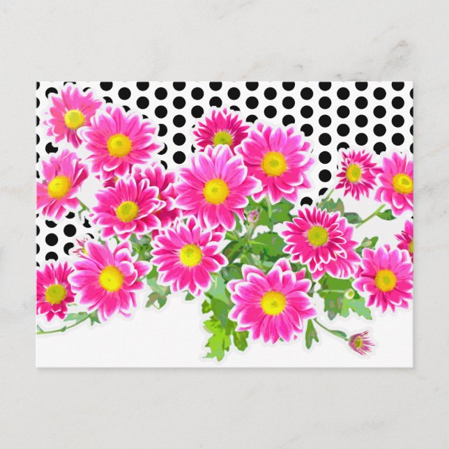 Carte Postale Bouquet & Pots Rose / Asters + votre idée (Devant)