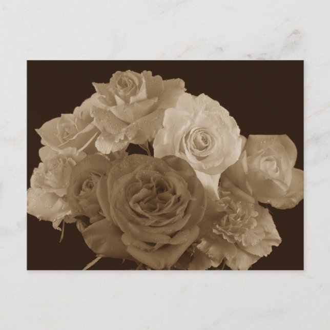 Carte Postale Bouquet Sepia Rose (Devant)