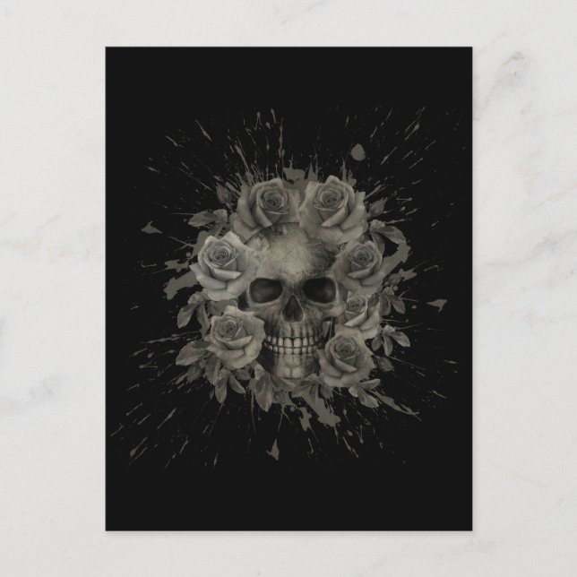 CARTE POSTALE BOUQUET SKULL SPLASH   (Devant)