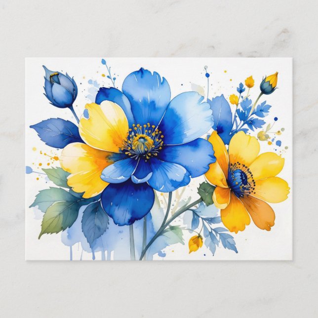 Carte Postale Bouquet vibrant à l'aquarelle (Devant)