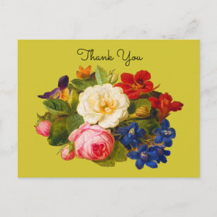 Carte Postale Bouquet victorien avec roses et papillon 