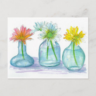Carte Postale Bouquets de marguerite rose Jaune