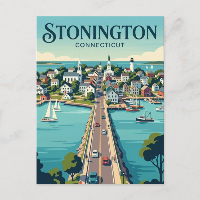 Carte Postale Bourg de Stonington Connecticut (Devant)