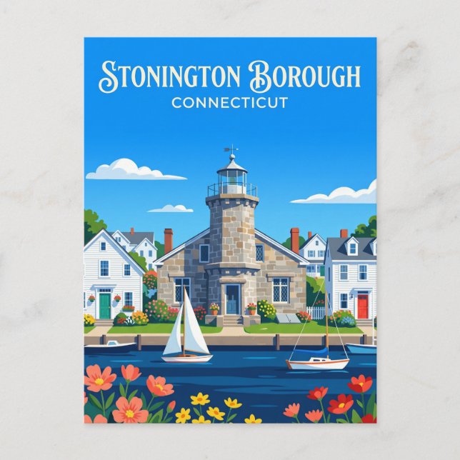 Carte Postale Bourg de Stonington Connecticut (Devant)