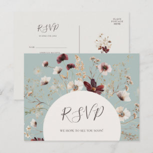 Carte Postale Bourgogne cuivré Fleur sauvage Bleu sarcelle Choix