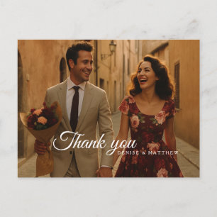 Carte Postale Bourgogne et Rose Merci