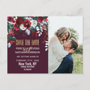 Carte Postale Bourgogne ivoire arrangement floral or Enregistrer