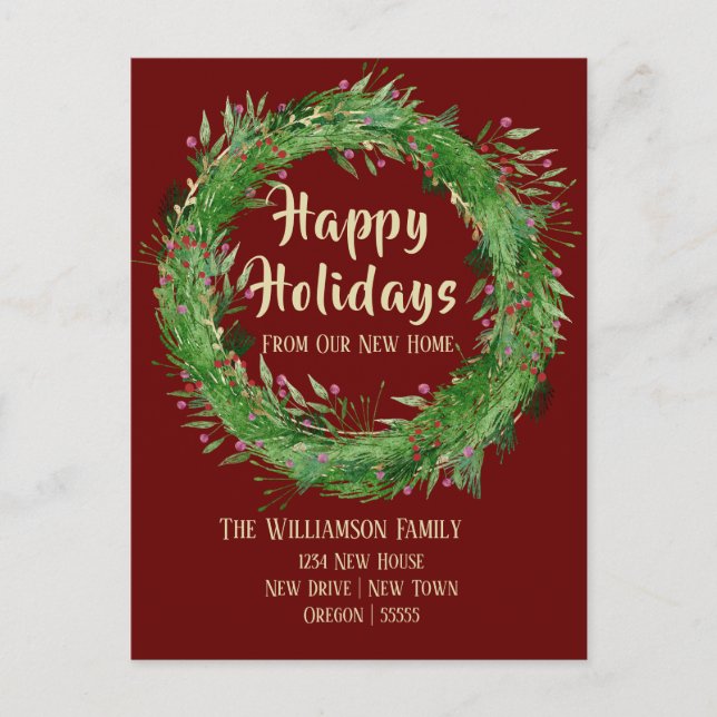 Carte Postale Bourgogne | Marsala New Home Happy Holiday Postcar (Devant)