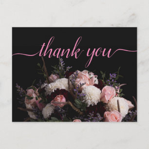 Carte Postale Bourgogne vintage foncé Floral Merci
