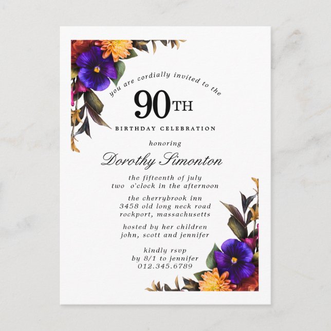 Carte postale Bourgogne violet jaune 90e anniversa (Devant)