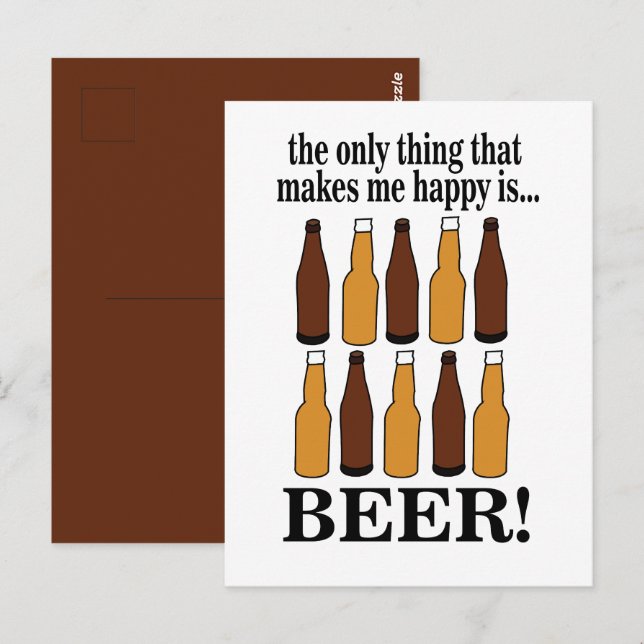 Carte Postale Bouteille de bière Bière drôle (Devant / Derrière)