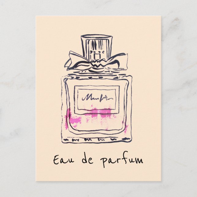 Carte Postale Bouteille de parfum mode aquarelle eau de parfum (Devant)