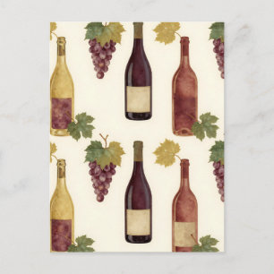 Carte Postale Bouteille de vin vintage motif vigne