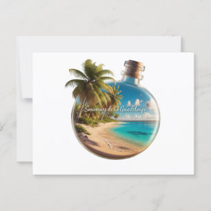 Carte Postale Bouteille Souvenir Guadeloupe: Plage Tropicale